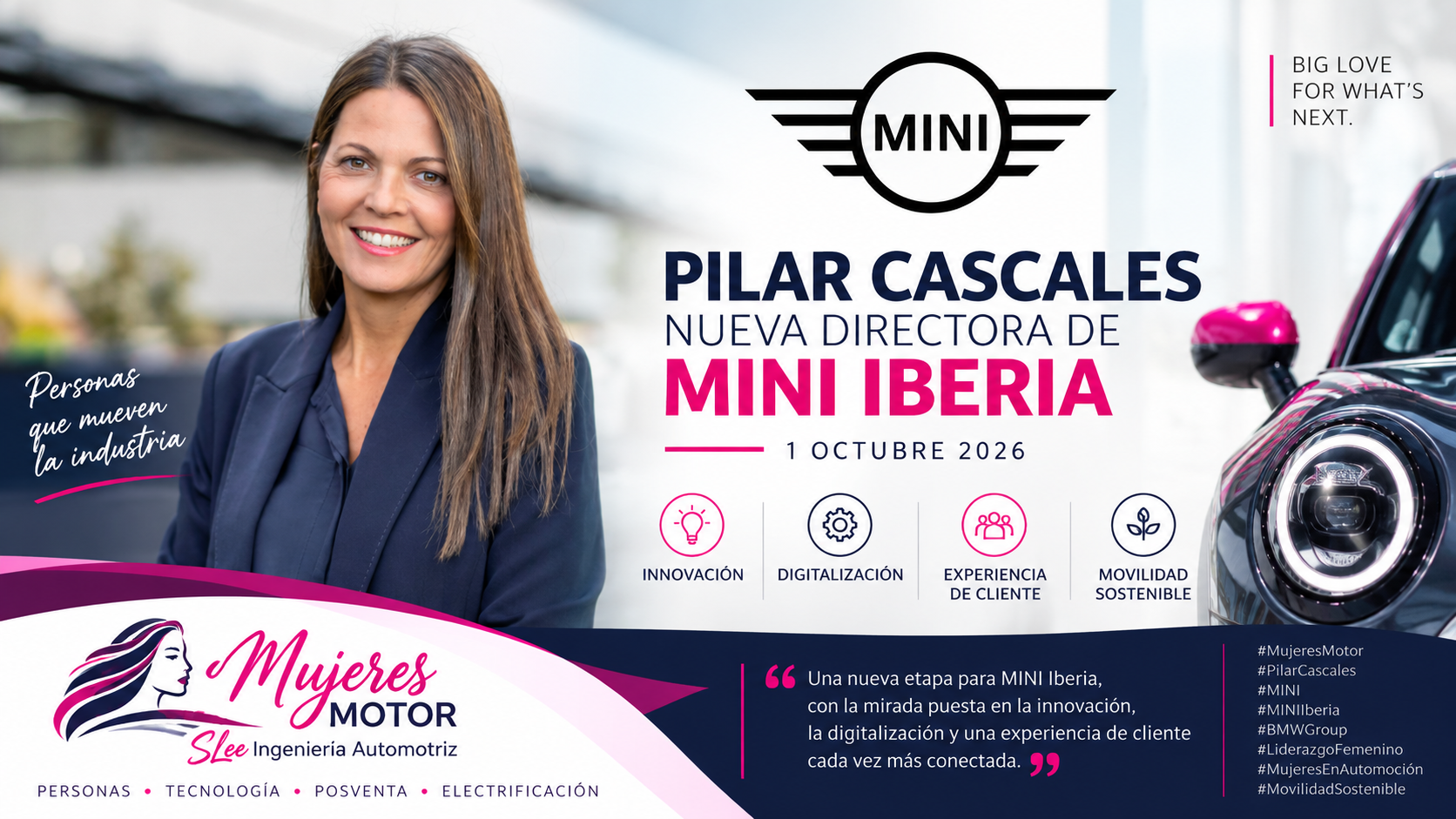 Pilar Cascales inicia hoy una nueva etapa al frente de MINI Iberia