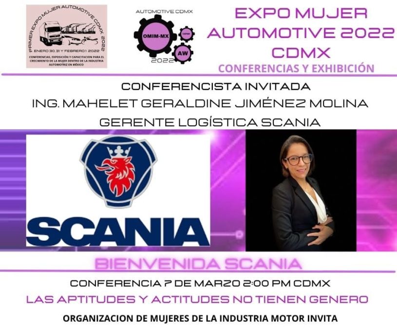 Mahelet Geraldine Jiménez Molina | Scania Mahelet Geraldine Jiménez Molina, gerente de Logística de Scania, conferencista invitada en Expo Mujer Automotive 2022.